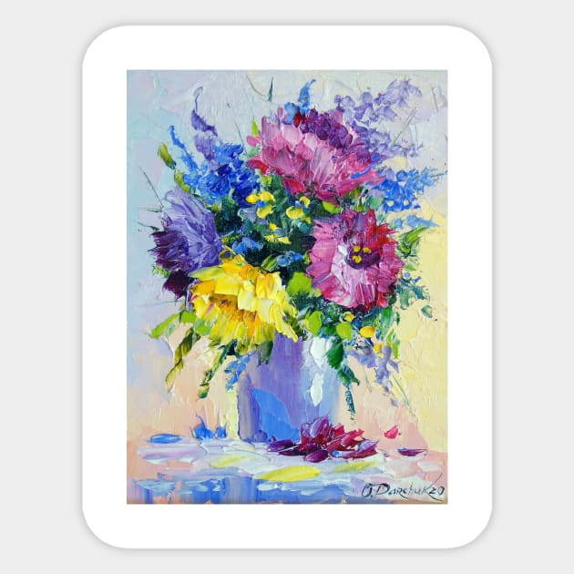 A bouquet of flowers in a vase Sticker by OLHADARCHUKART